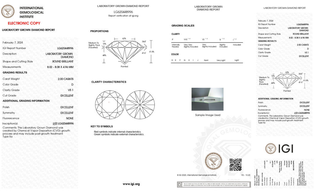 IGI-zertifizierter 2,00-Karat-Labordiamant: Rundschliff, atemberaubende VS1-Klarheit, D-Farbe 