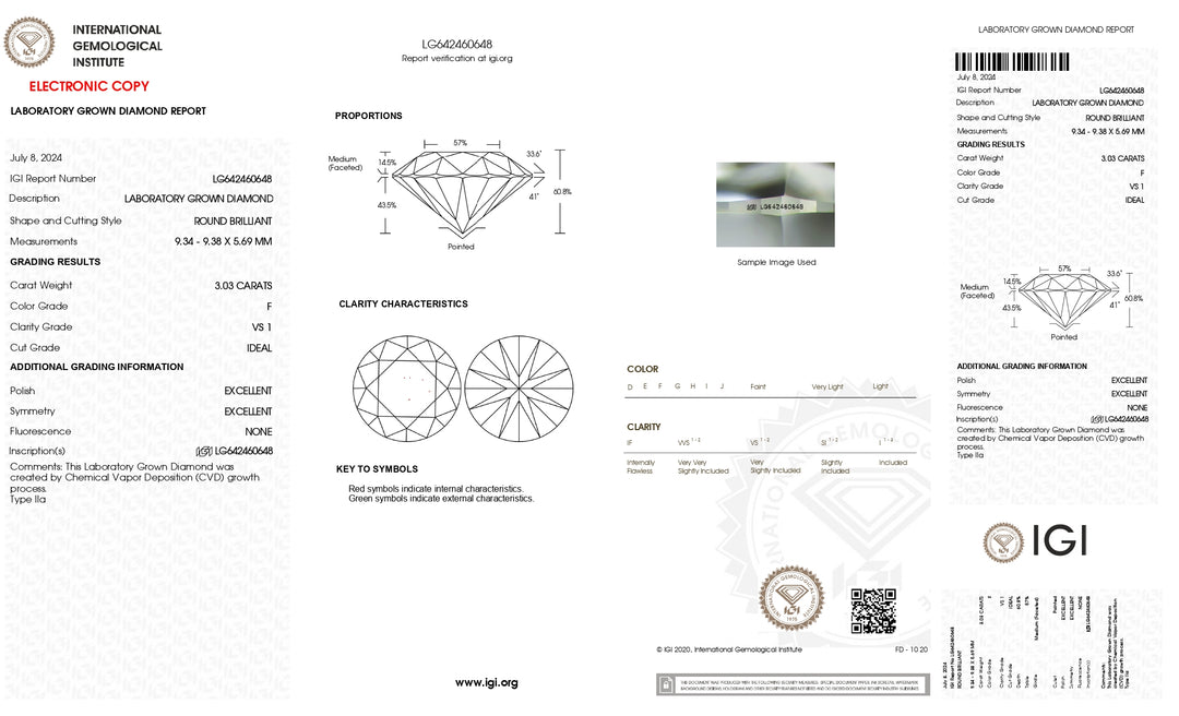 IGI-zertifizierter, runder, brillanter Labordiamant im 3,03-Karat-Schliff – Reinheit VS1, Farbe F