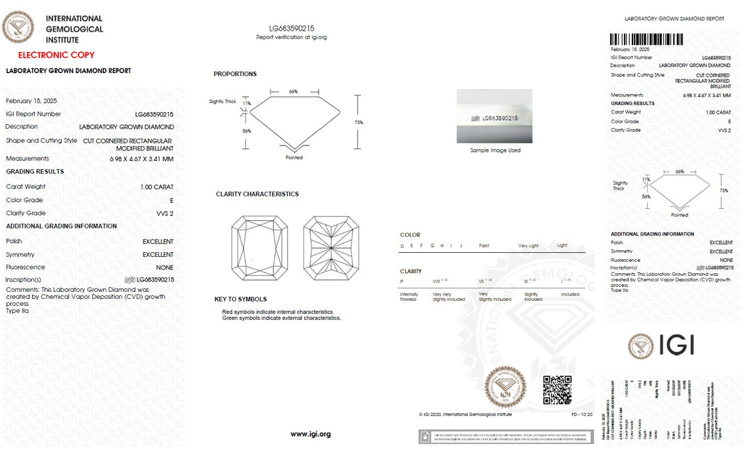 1.00 Carat Radiant Cut Lab Grown Diamond, VVS2/E