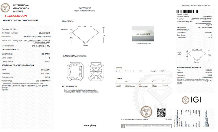 1.00 Carat Radiant Cut Lab Grown Diamond, VVS2/E