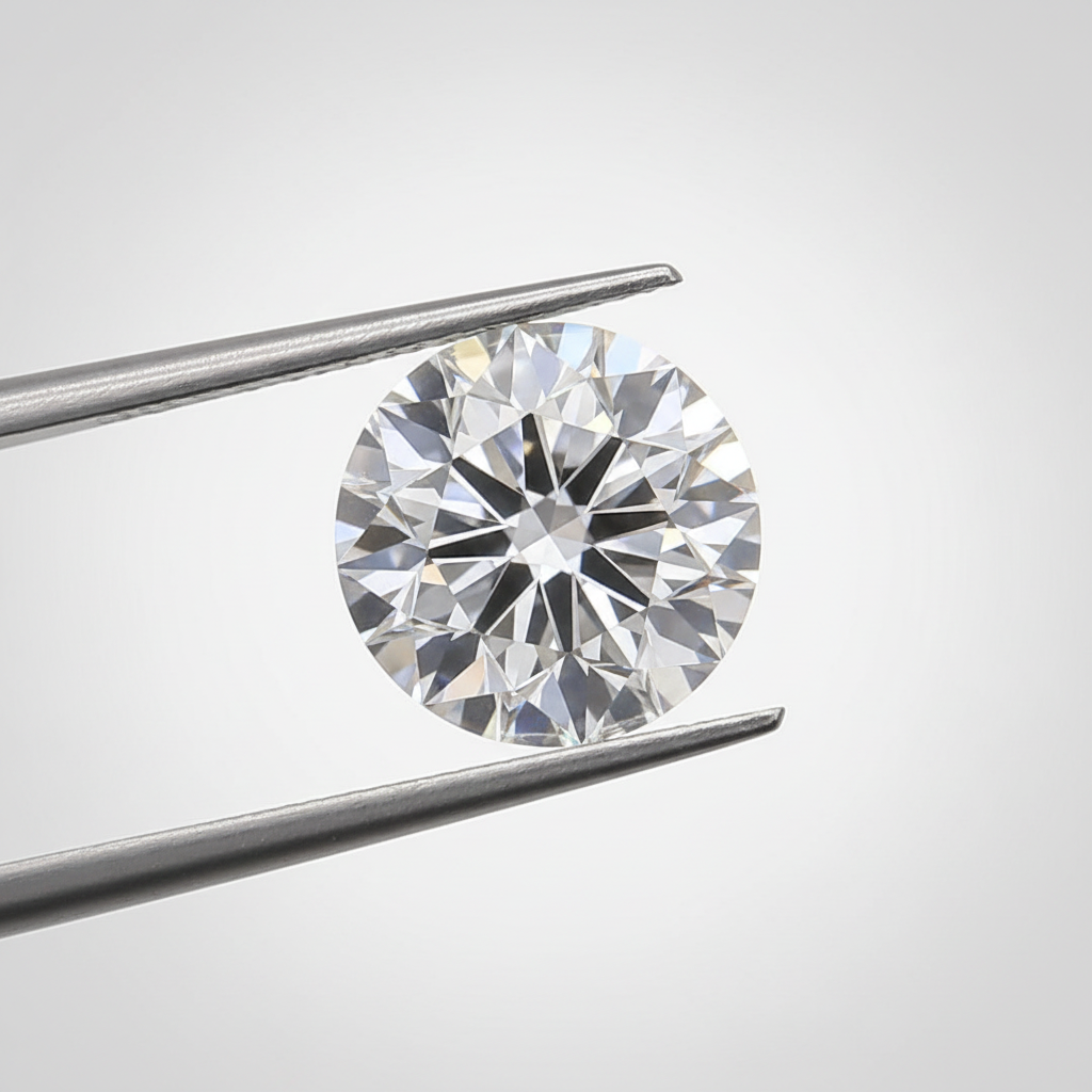 Diamante redondo cultivado em laboratório de 7,01 quilates, VS1/E