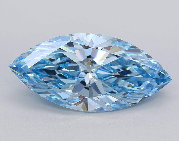 Diamante cultivado en laboratorio marquesa de 7,02 quilates VS1 AZUL VIVO ELEGANTE