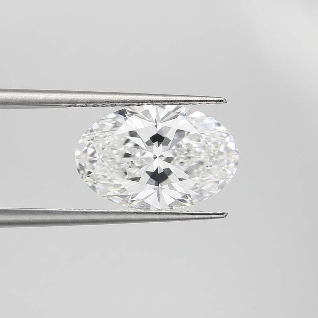 7,02 karaat ovaal geslepen laboratoriumdiamant, VS1/E