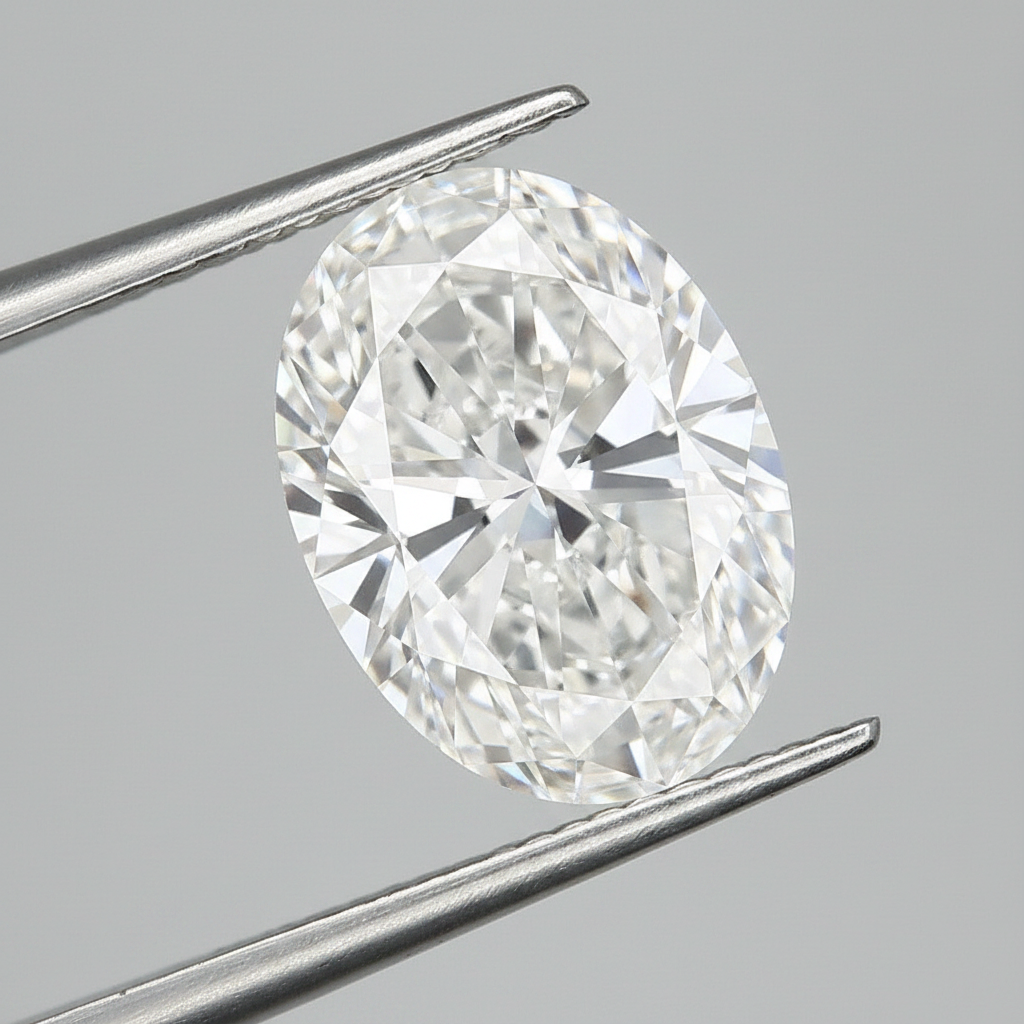 7,02 karaat ovaal geslepen laboratoriumdiamant, VVS2/F