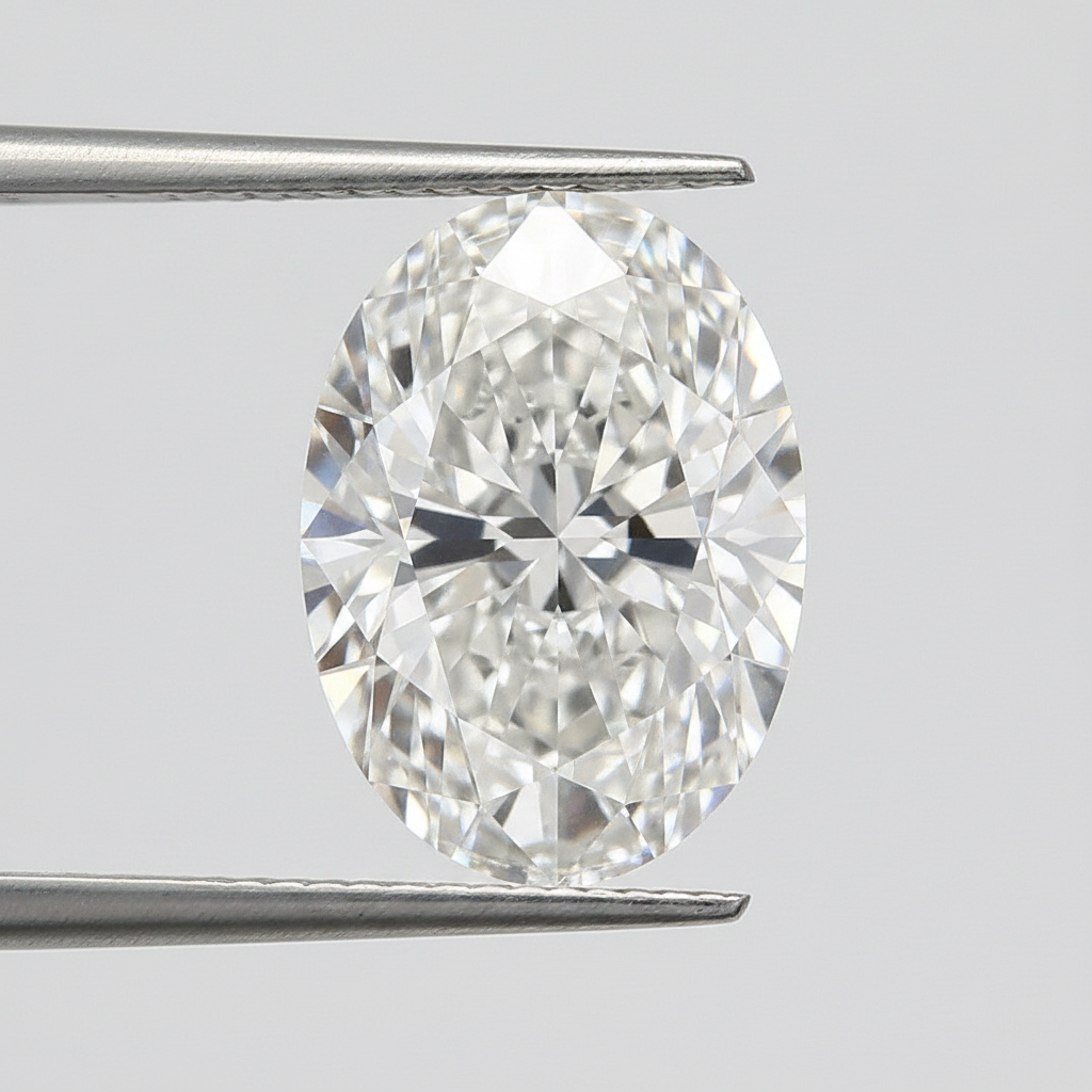 7,03 karaat ovaal geslepen laboratoriumdiamant, VVS2/F