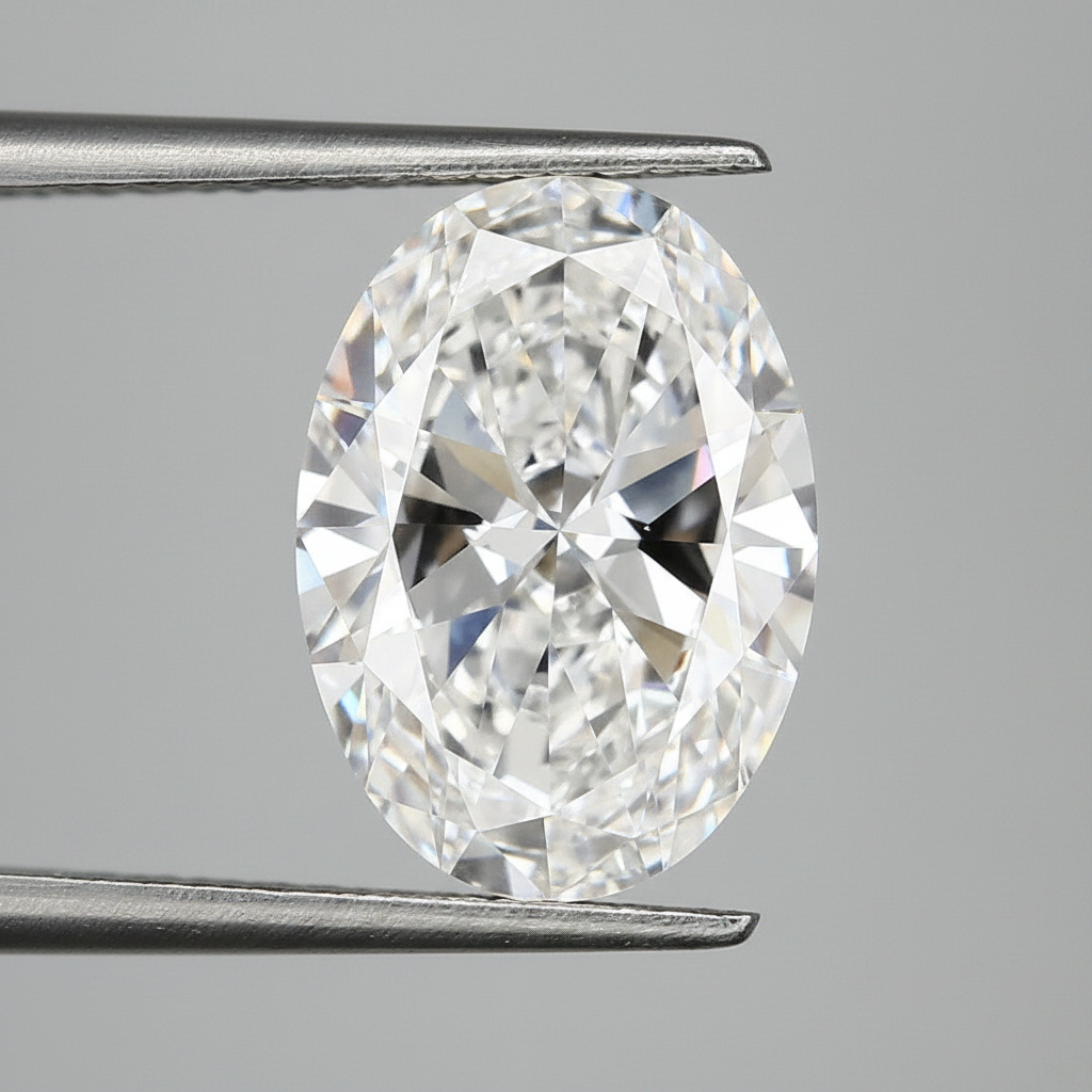 7,04 karaat ovaal geslepen laboratoriumdiamant, VS1/E