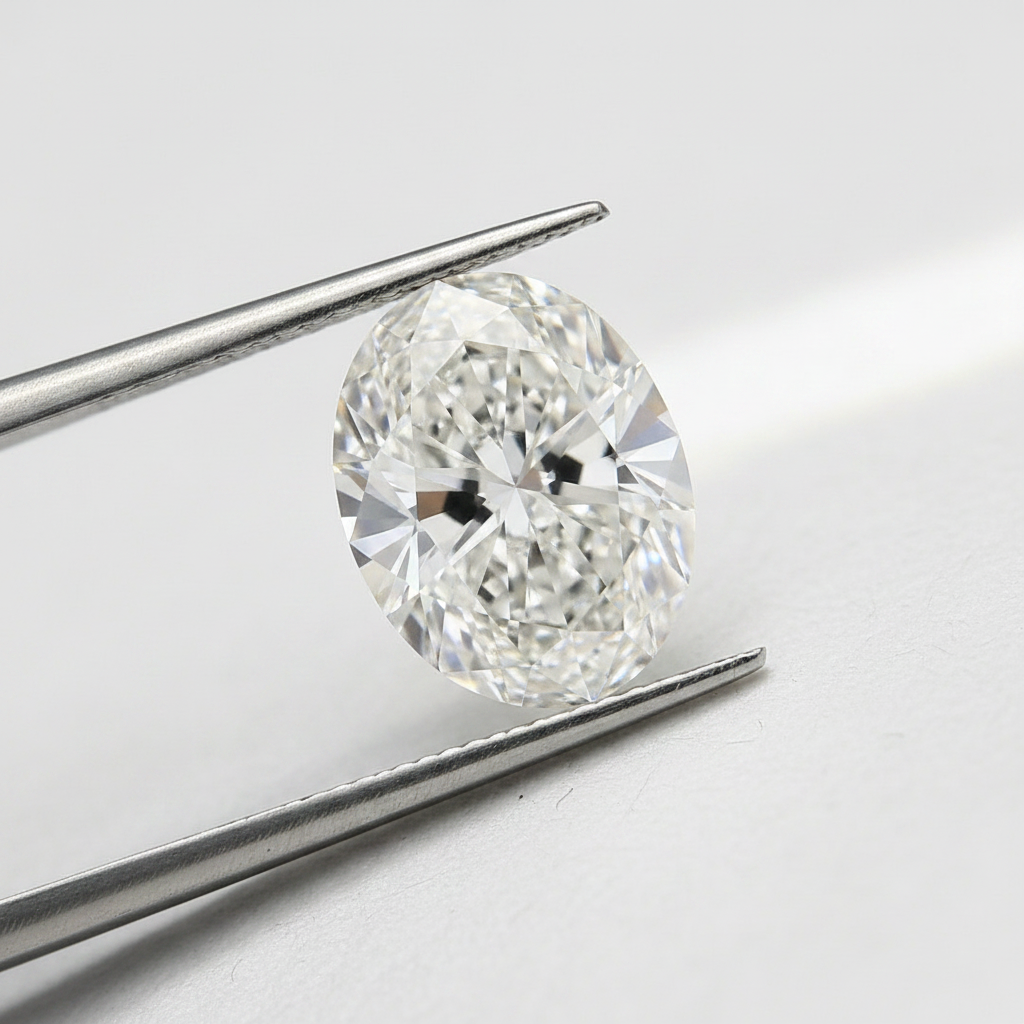 7,04 karaat ovaal geslepen laboratoriumdiamant, VVS2/F