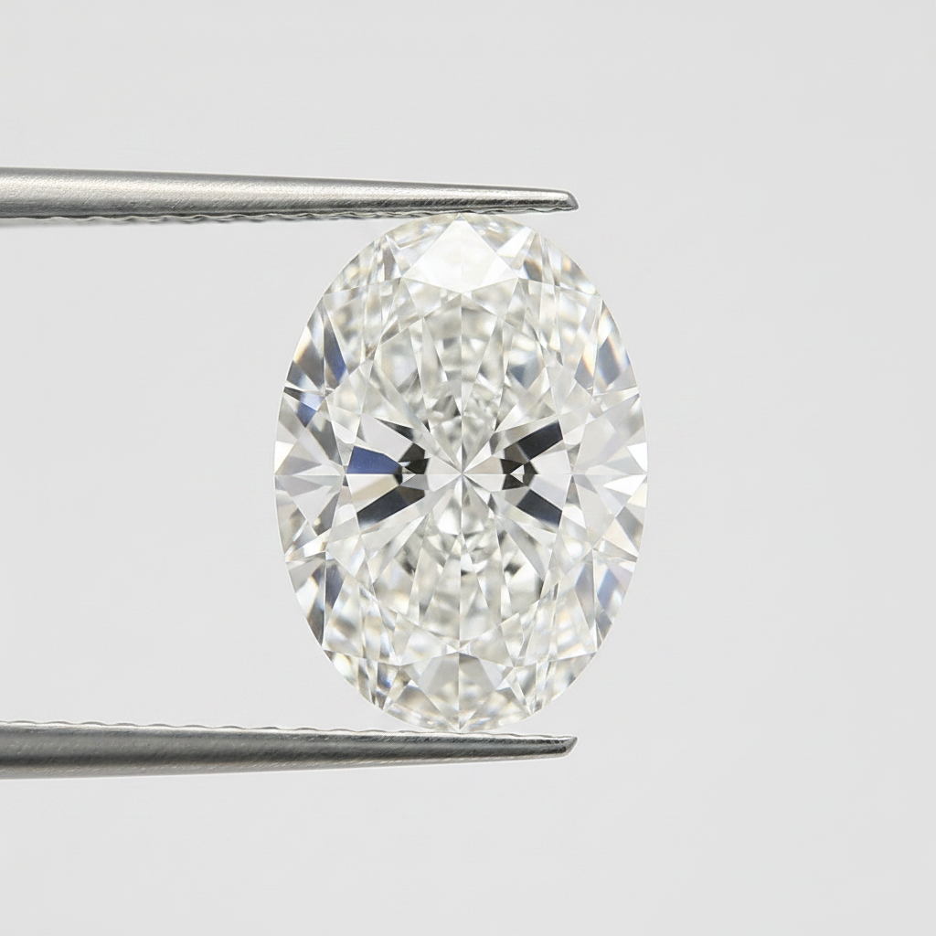 7,06 karaat ovaal geslepen laboratoriumdiamant, VVS2/F