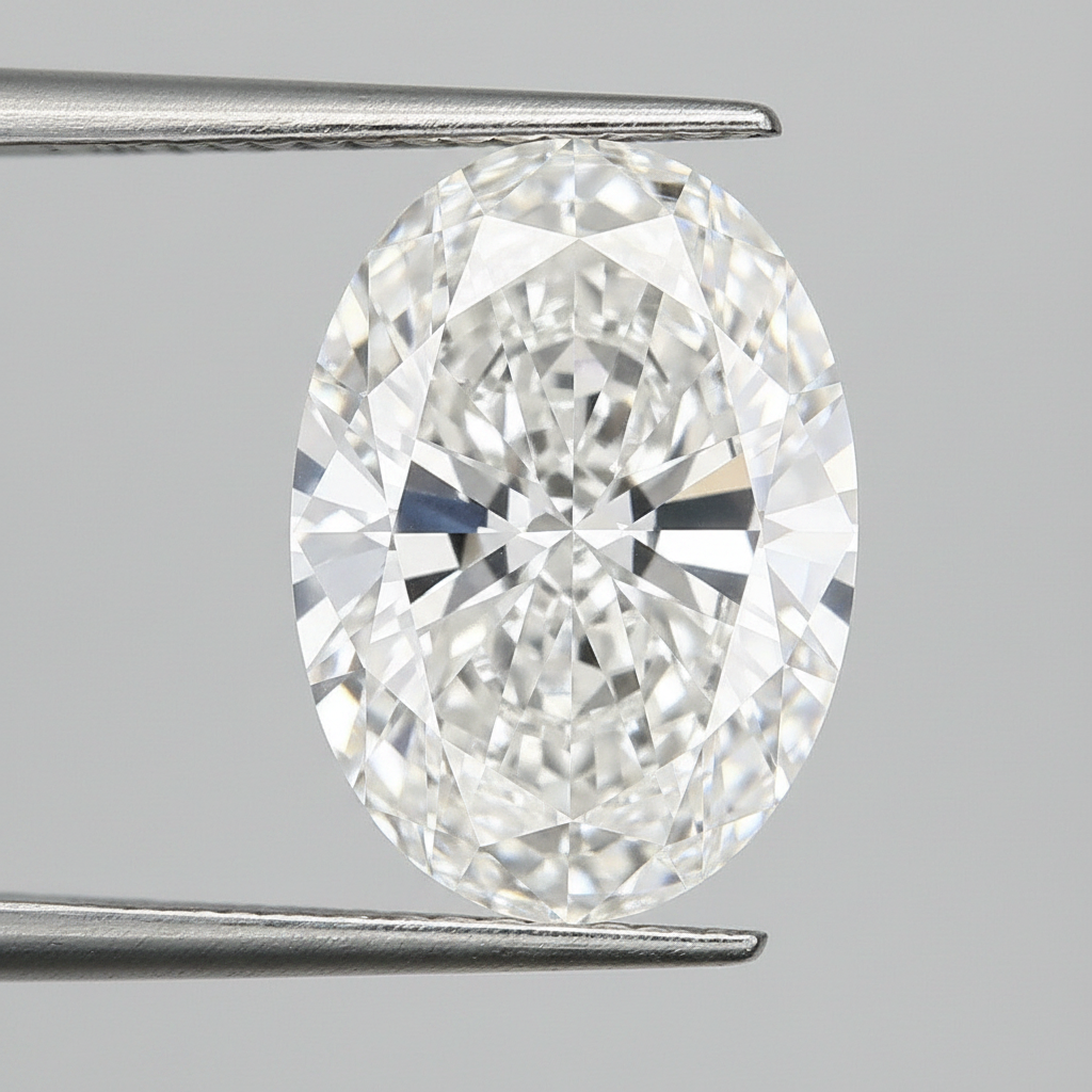 7,06 karaat ovaal geslepen laboratoriumdiamant, VVS2/F