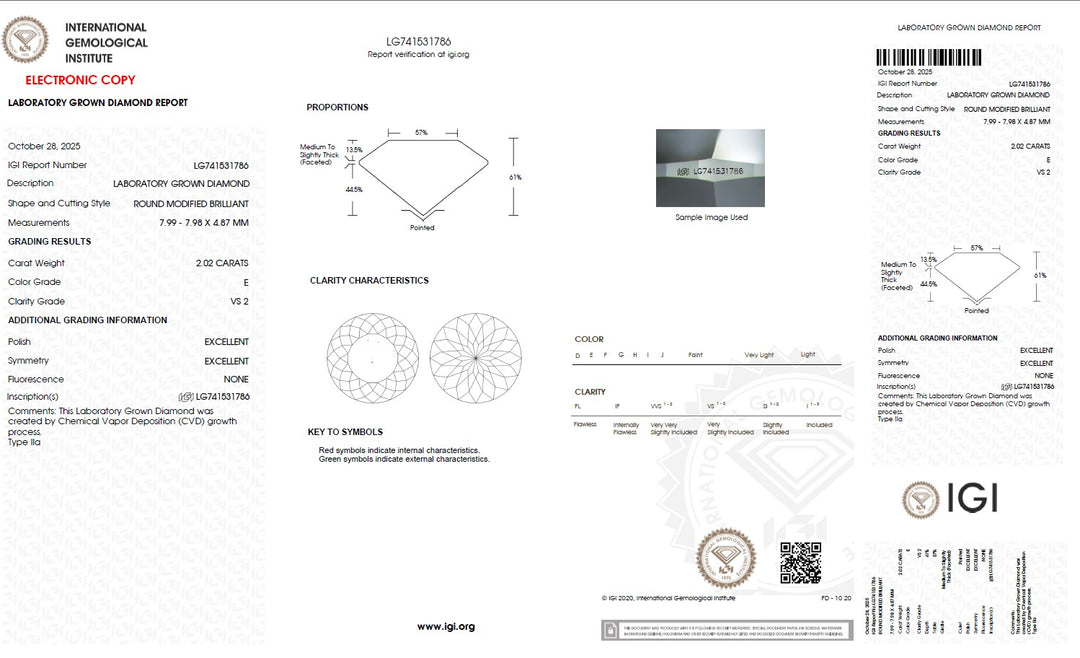 2.02 Carat Portuguese Lab Grown Diamond, VS2/E