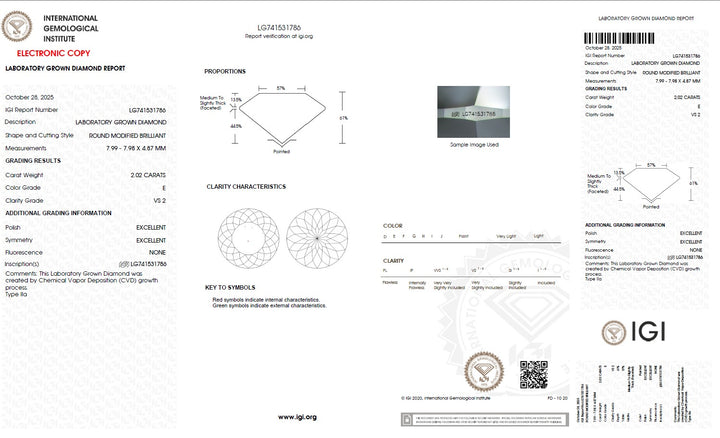 2.02 Carat Portuguese Lab Grown Diamond, VS2/E