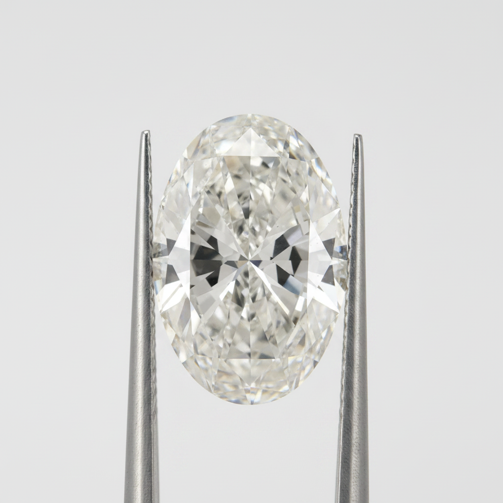 8,03 karaat ovale lab-grown diamant, VS2/F