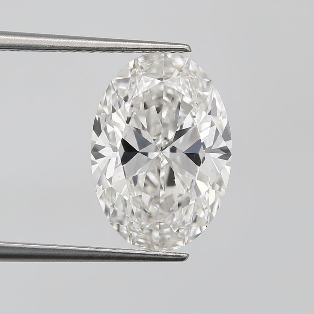 8,06 karaat ovale lab-grown diamant, VS1/F