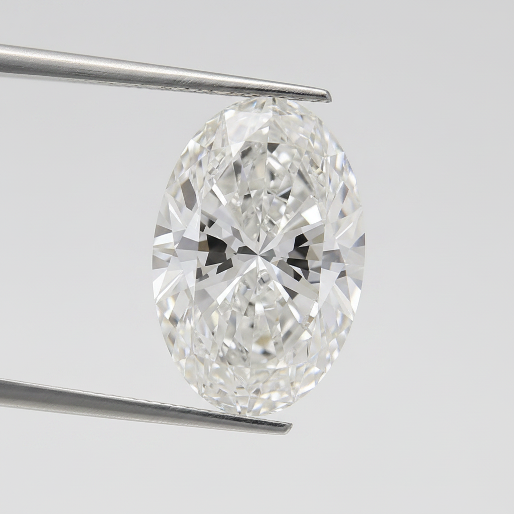 8,08 karaat ovale lab-grown diamant, VS1/F