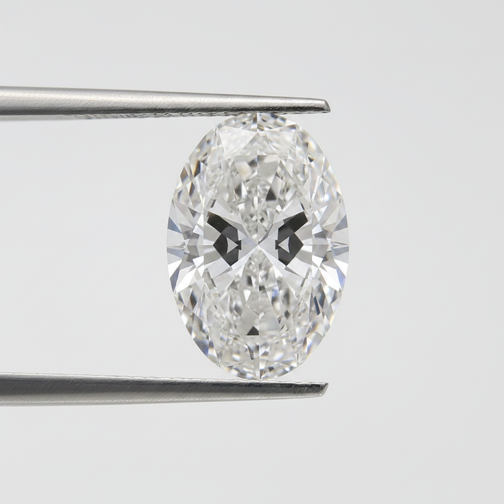8,09 karaat ovale lab-grown diamant, VS1/F