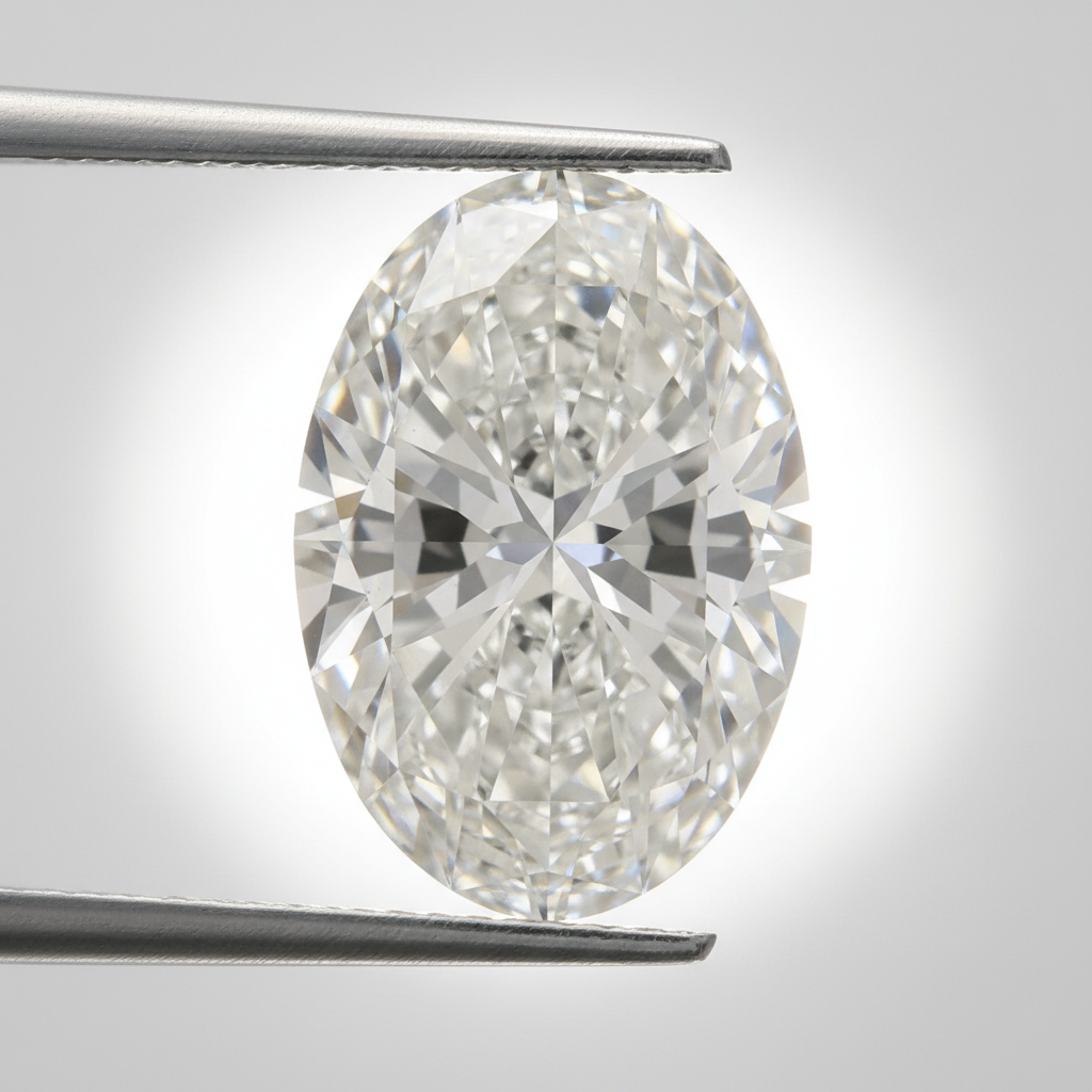 8,10 karaat ovale lab-grown diamant, VS1/F
