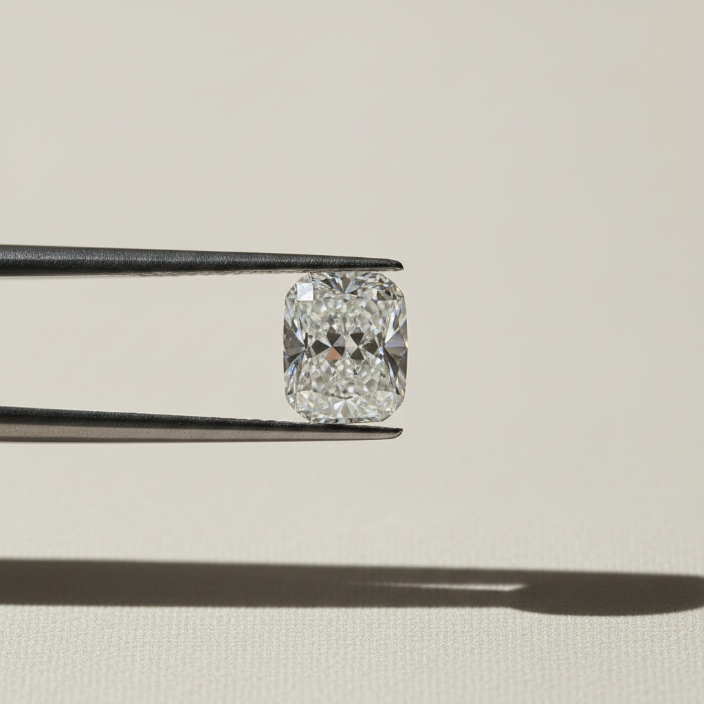 8,63 karaats kussen gemodificeerde laboratorium-gegroeide diamant, VVS2/E