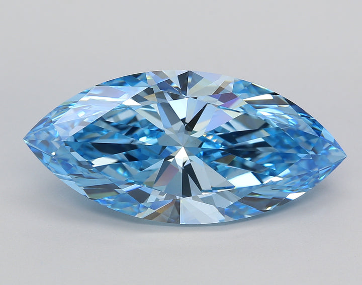 9.02 Carat Marquise-Cut Lab-Grown Diamond | IGI Certified | Fancy Vivid Blue, VS1 Clarity