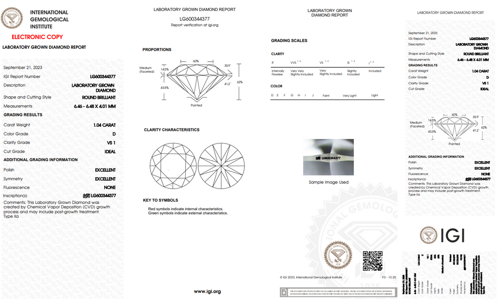Igi certified lab grown diamond