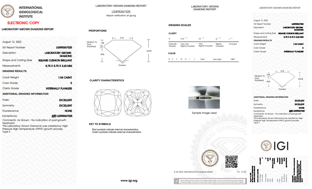 1 carat lab created diamond