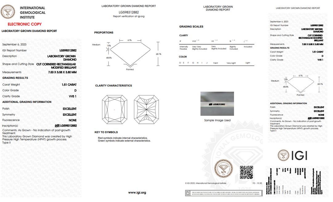 DIAMANT CULTIVÉ EN LABORATOIRE DE 1,51 CT CERTIFIÉ IGI | VVS1 | COULEUR 