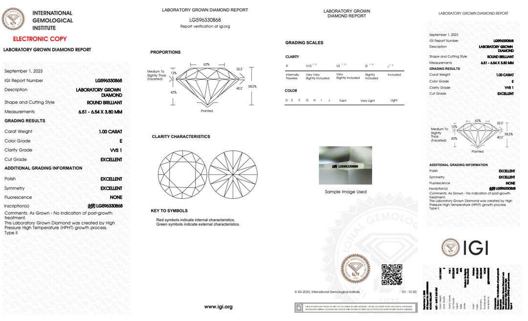 IGI-sertifisert 1 CT Round Lab-dyrket diamant med VVS1 klarhet