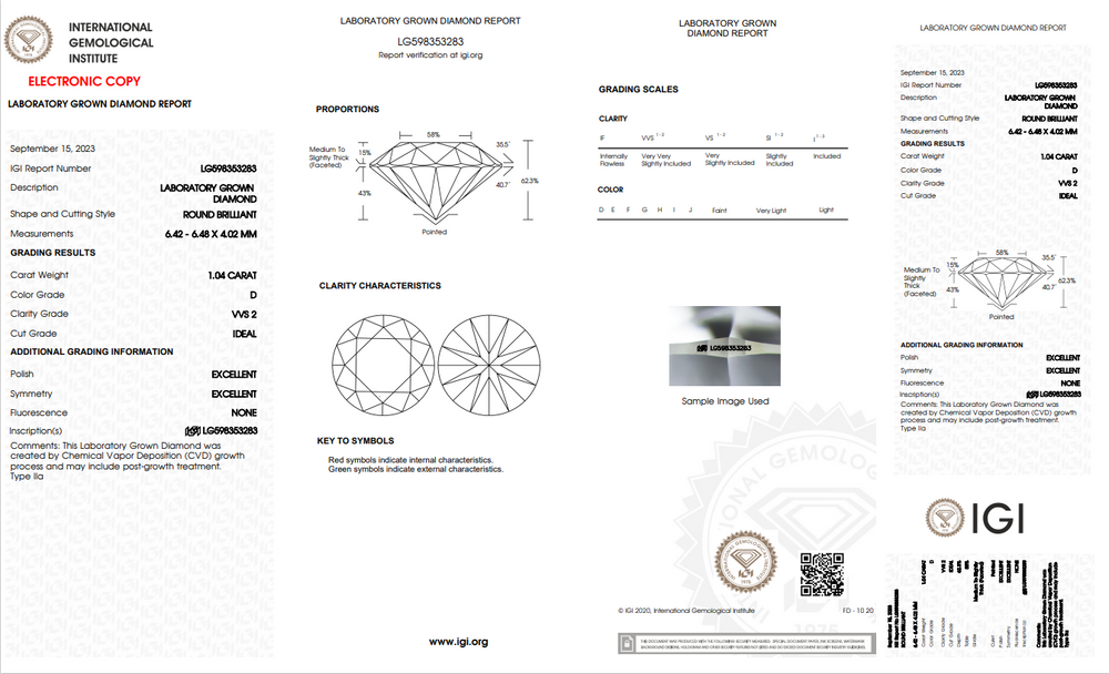 Igi certified lab grown diamond