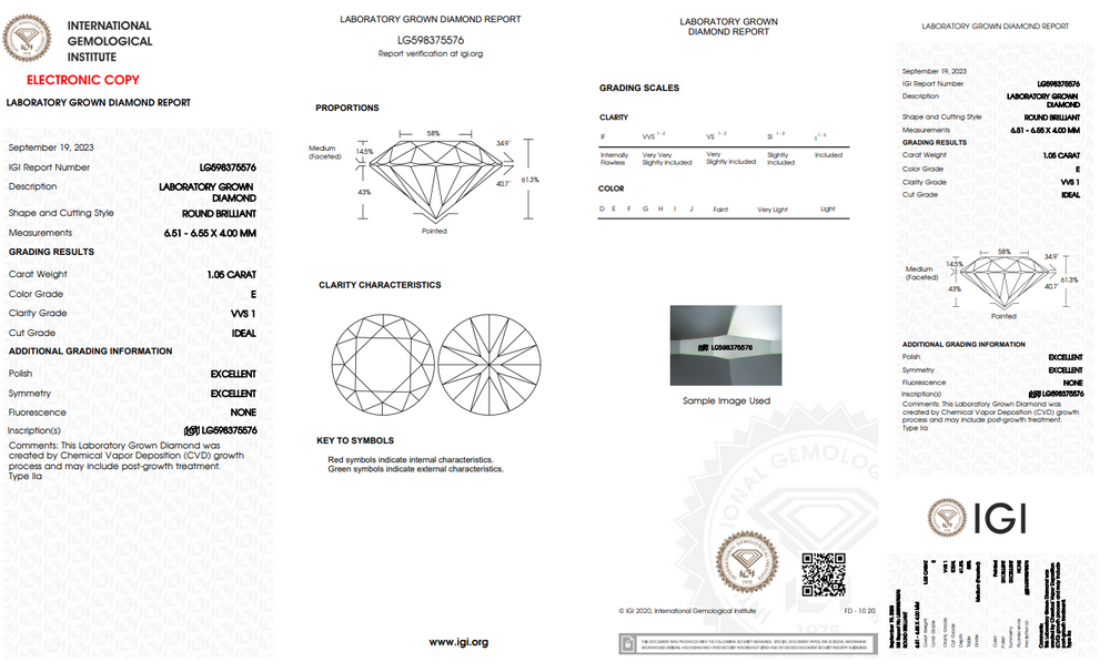 IGI certified lab grown diamond