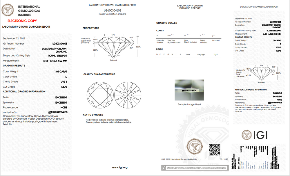 Igi certified lab grown diamond