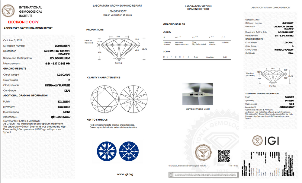 Igi certified lab grown diamond