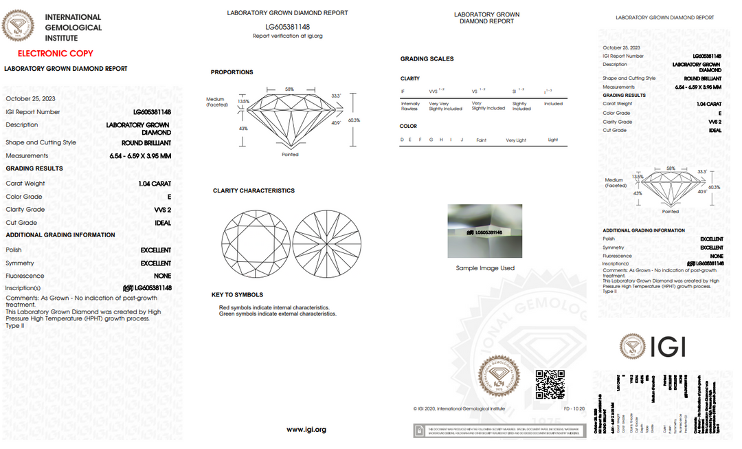 IGI CERTIFIED 1.04 CT ROUND LAB-GROWN DIAMOND | VVS2 | EXCEPTIONAL QUALITY