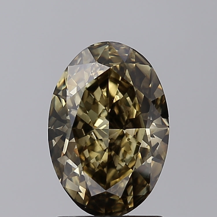 CVD Oval Cut 2.11 ct. Lab Grown Diamond, Fancy Greyish Yellow