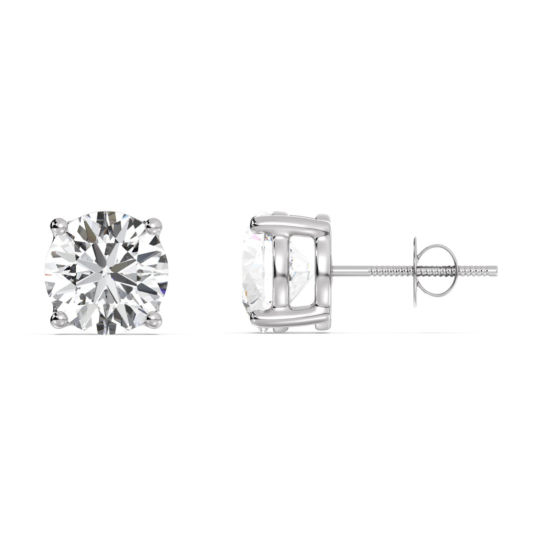 Classic Round-Cut Lab Grown Diamond Stud Earrings in 18K White Gold