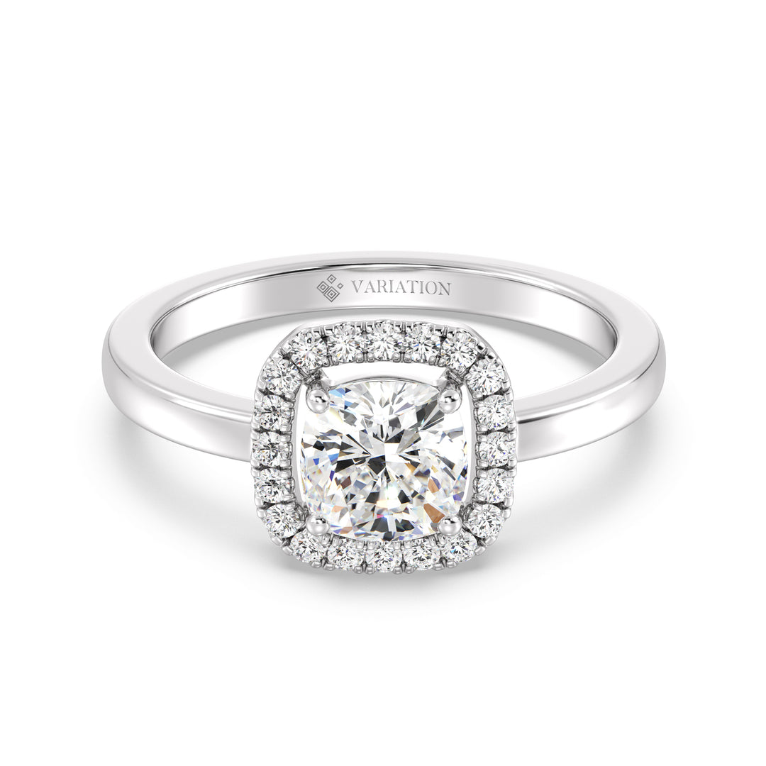1 ct Cushion Halo Solitaire Diamond Ring