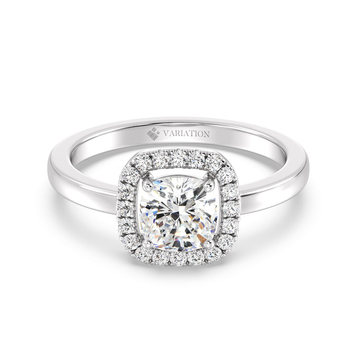 1 ct Cushion Halo Solitaire Diamond Ring