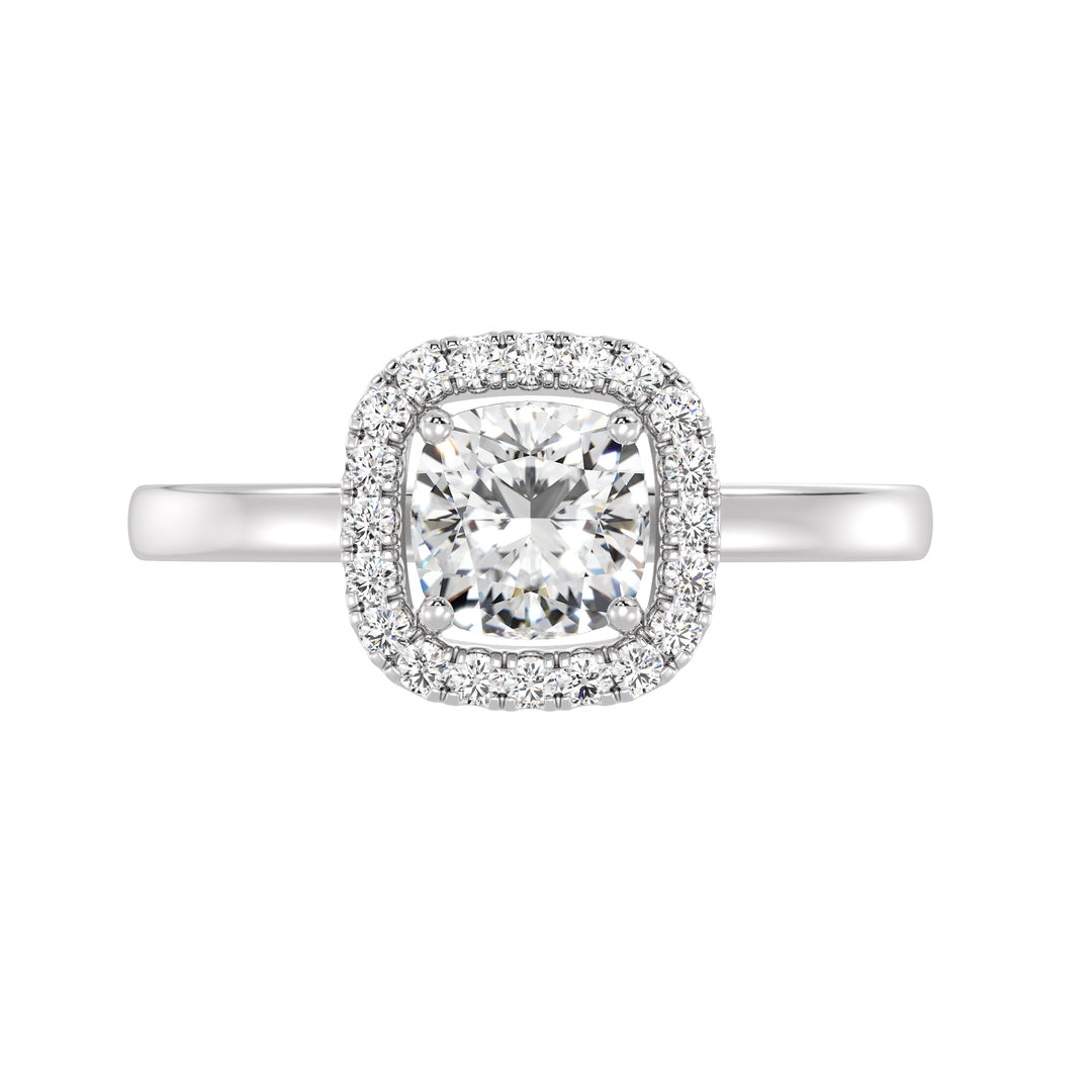 1 ct Cushion Halo Solitaire Diamond Ring