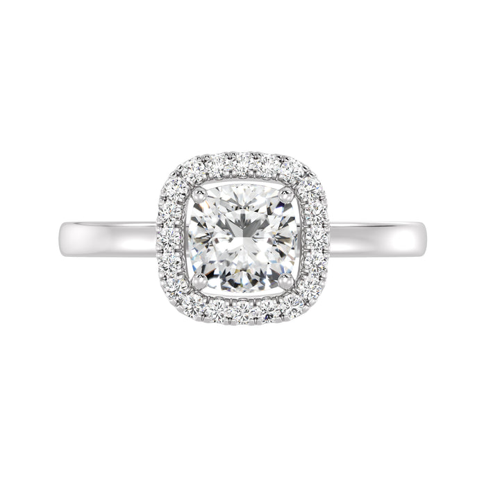 1 ct Cushion Halo Solitaire Diamond Ring