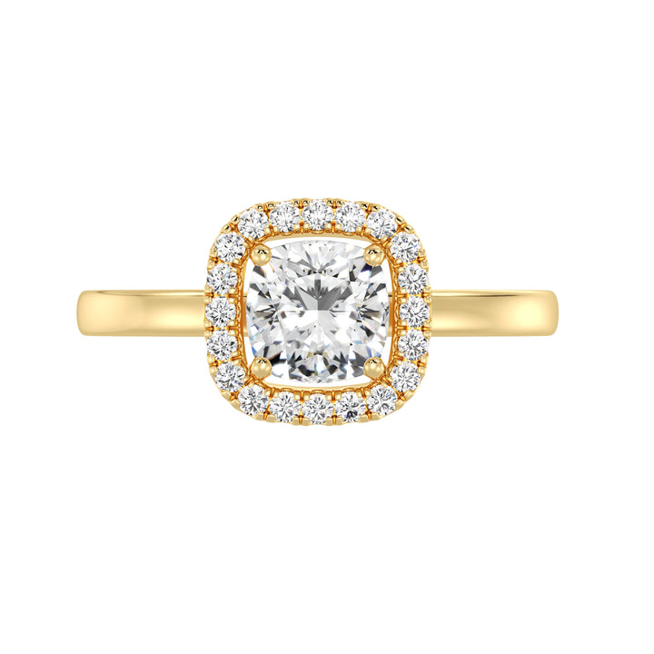 1 ct Cushion Halo Solitaire Diamond Ring