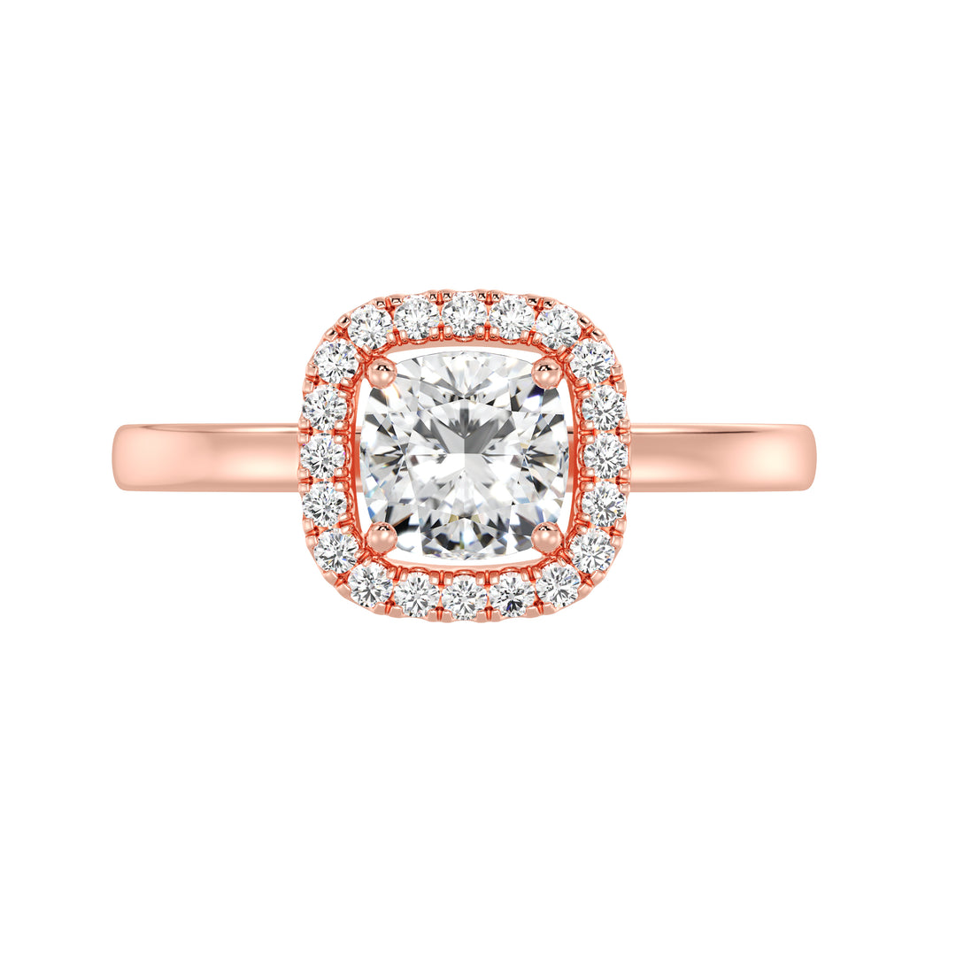 1 ct Cushion Halo Solitaire Diamond Ring