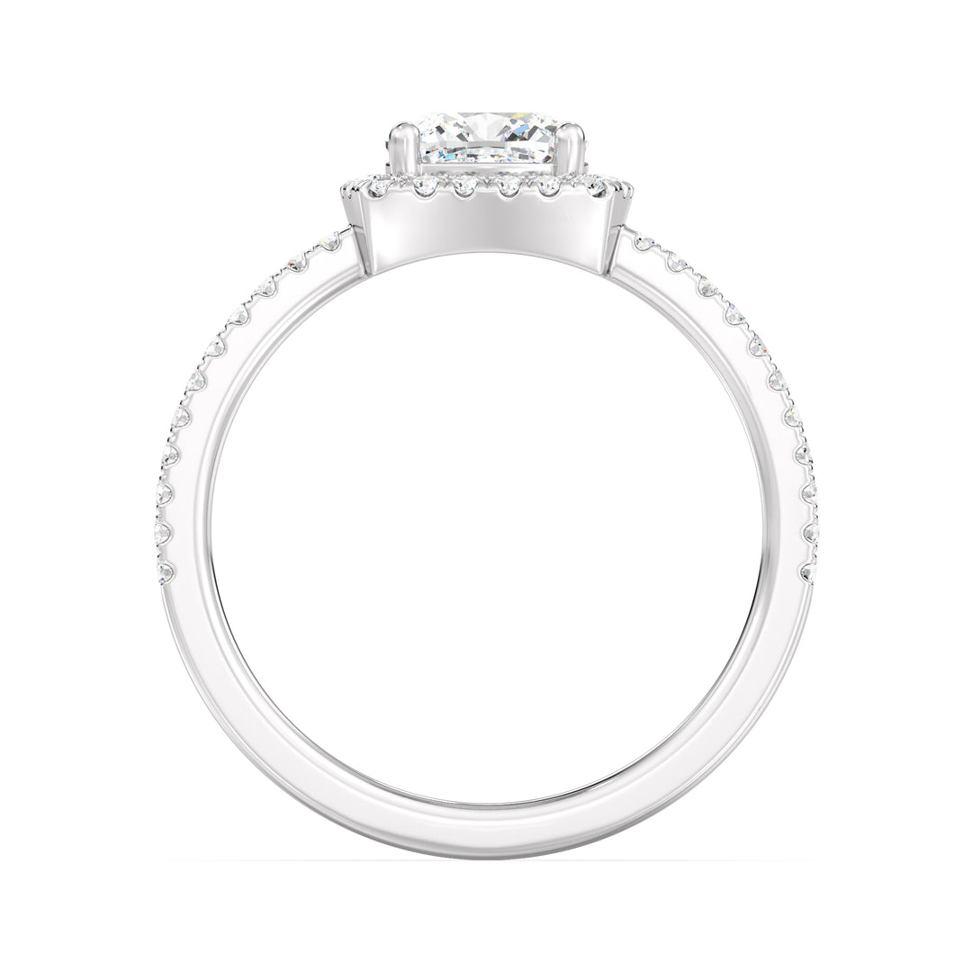 1 ct Cushion Halo Engagement Ring with Double Band