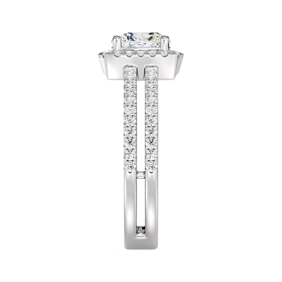 1 ct Cushion Halo Engagement Ring with Double Band