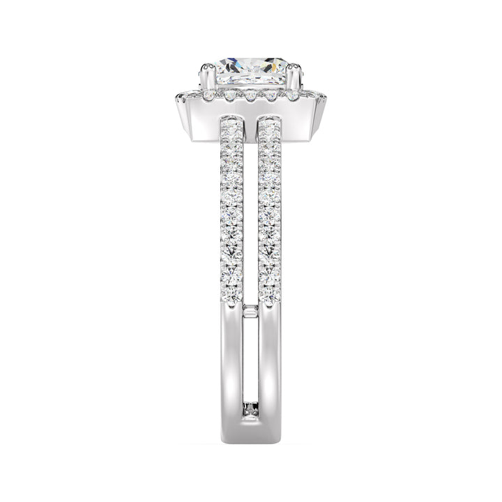 1 ct Cushion Halo Engagement Ring with Double Band