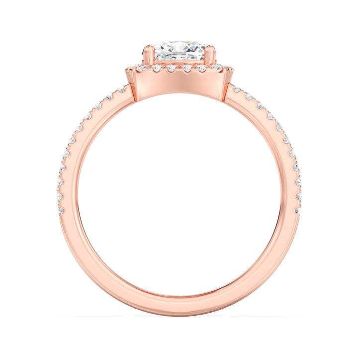 1 ct Cushion Halo Engagement Ring with Double Band