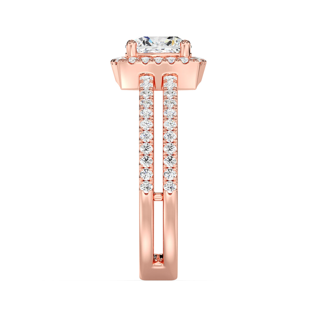 1 ct Cushion Halo Engagement Ring with Double Band