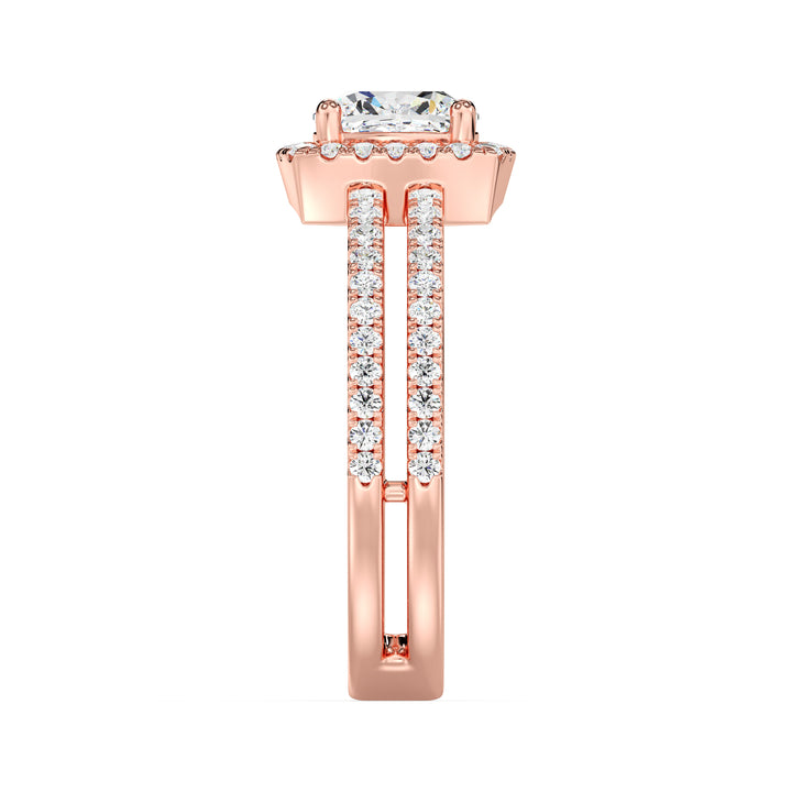 1 ct Cushion Halo Engagement Ring with Double Band
