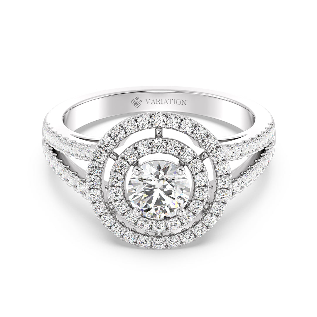 Round Double Halo Engagement Ring