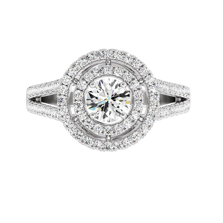 Round Double Halo Engagement Ring