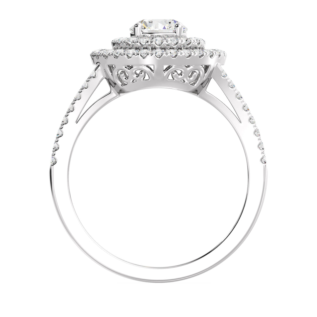 Round Double Halo Engagement Ring