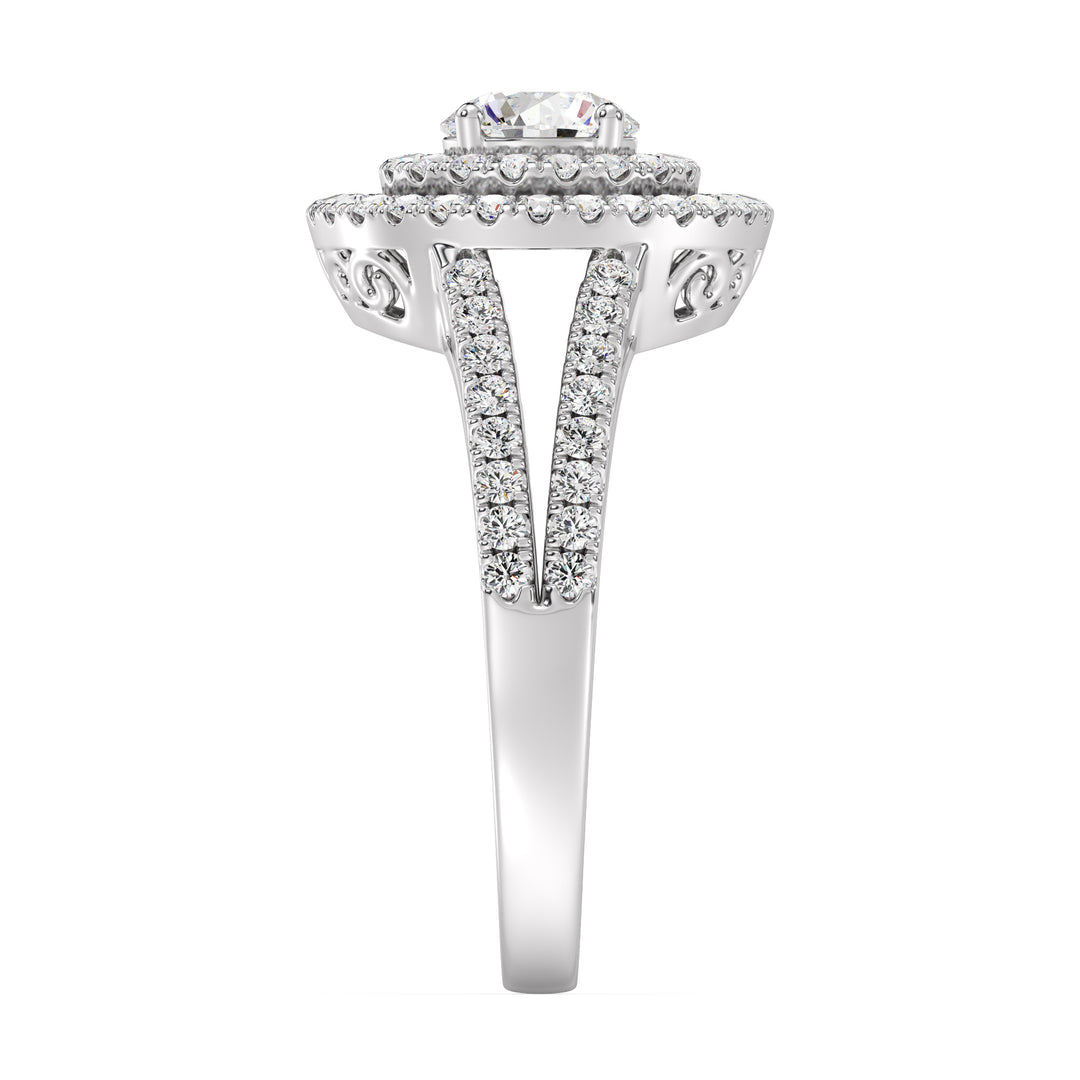 Round Double Halo Engagement Ring