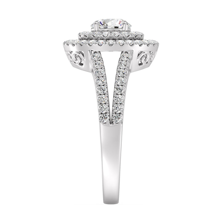 Round Double Halo Engagement Ring